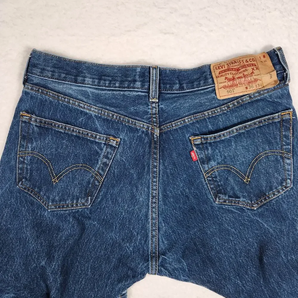 Y2K Levis‎ XX 501 Straight Leg Button Fly Red Tab Jeans 36x34 Fits 34x31 Cotton